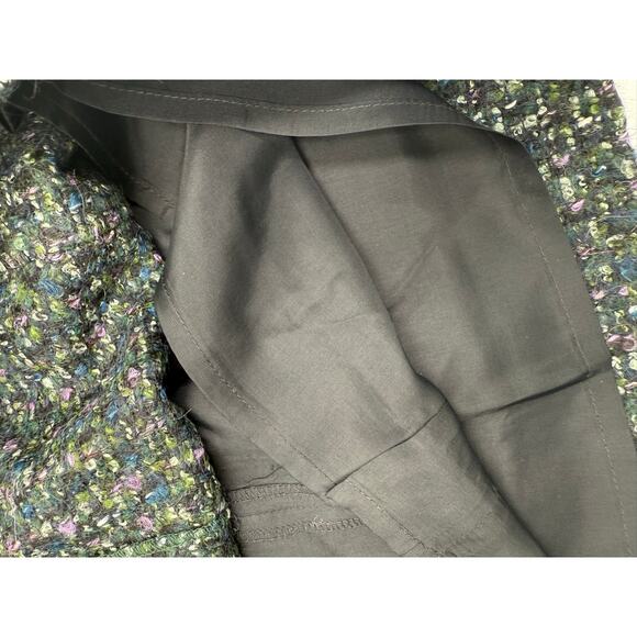 J. Crew Wool Mohair Blend Tweed Short Mini Skirt Lined NEW Size 10 Black Green - Picture 8 of 10